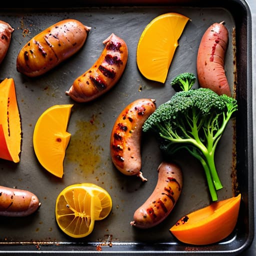 Rainbow Sausage and Veggie Roast meal prep.