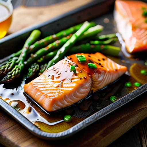 Honey Garlic Salmon and Asparagus dish.