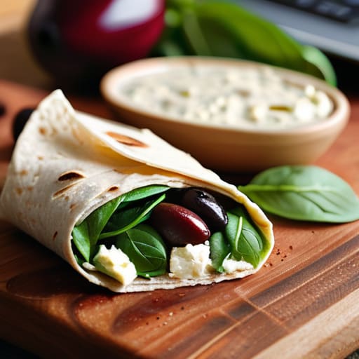 The Five-Minute Mediterranean Wrap with hummus.